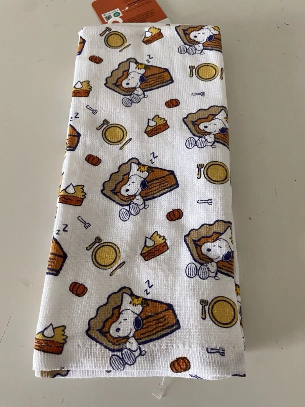 2 Pk Peanuts Snoopy Chef Autumn Fall Pumpkin Pie Kitchen Towels 18” X 28” NEW